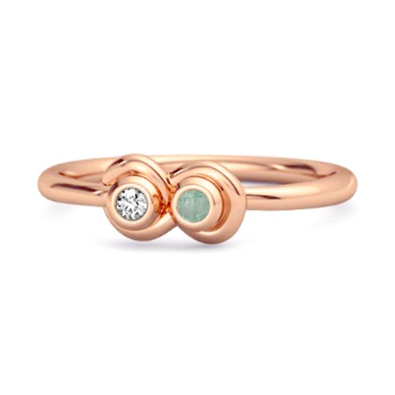 Dual Stone 0.10 Cts Emerald 925 Sterling Silver Rose Vermeil Infinity Lovers Women Valentines Day Gifts Ring