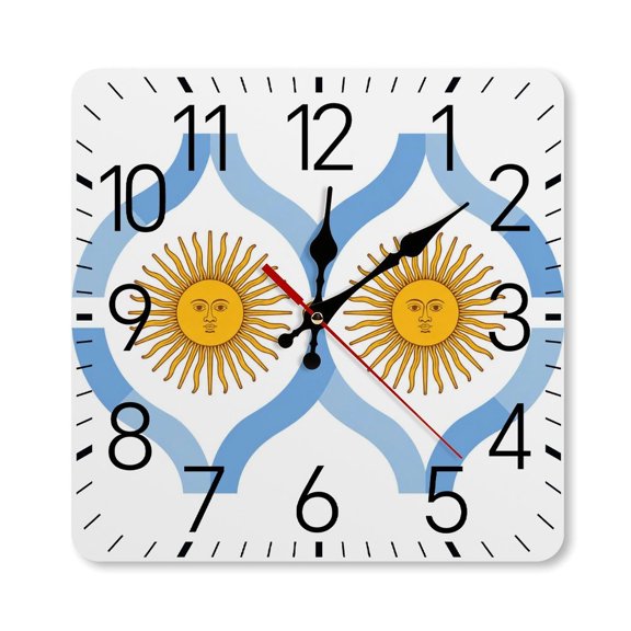 Dual Sun Face Pattern Wall Clock Silent Non Ticking Wall Clocks Battery Operated Square Wall Decor for Bathroom Kitchen Bedroom 1010inch(2525cm)