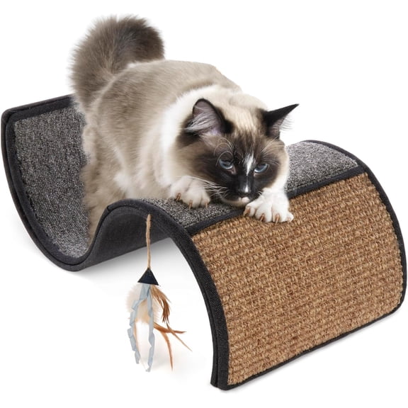 Dual-Surface Cat Scratching Post with Lounge and Hideaway, Gray Furniture Protector for All Cats