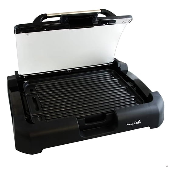 Dual Surface Reversible Indoor Grill and Griddle with Removable Glass Lid