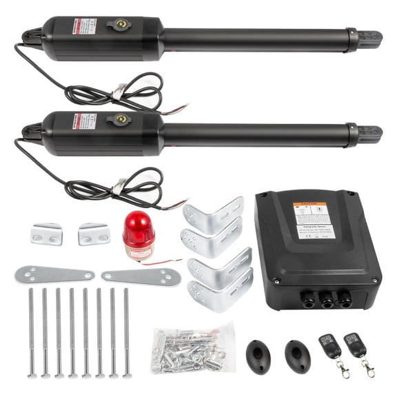 Dual Swing Gate Opener Kit, Heavy Duty Automatic Gate Opener Up to 660lbs & 18ft, AC Powered, Remote Control, Push/Pull-to-Open, Complete Kit