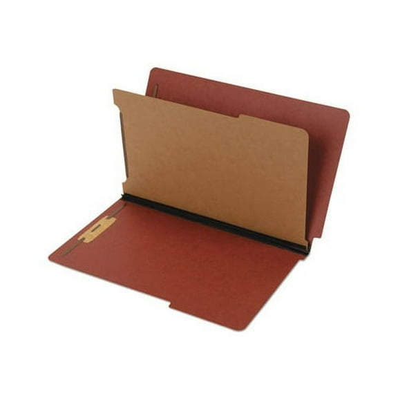 Dual Tab Classification Folders 1 Divider, Legal Size, Red, 10/Box