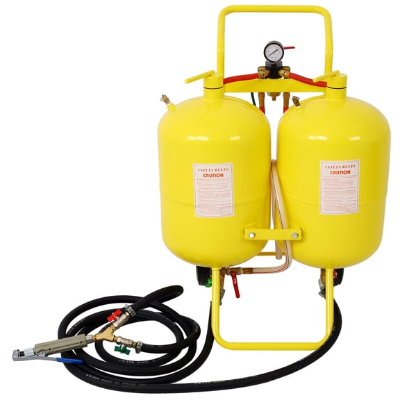 , Dual Tank Abrasive Soda Blaster (2) 10 Gallon Tanks 100 lb. Abrasive, Yellow ,Metal ,