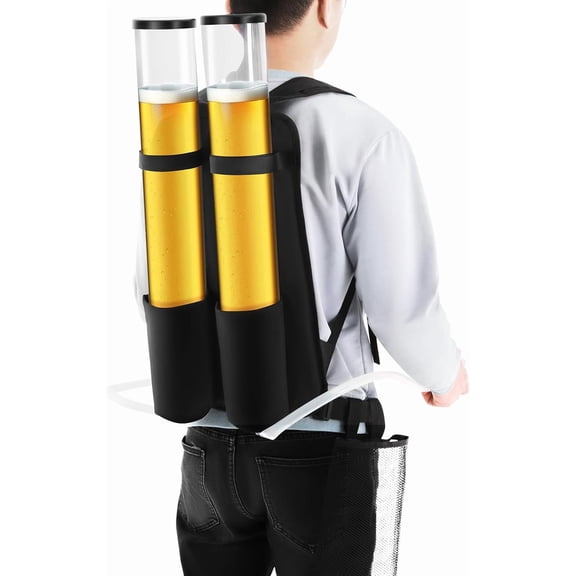 Dual Tank Backpack Drink Dispenser, 3L + 3L/0.79Gal + 0.79Gal Portable Beer Dispenser Backpack Beer Liquor Dispenser with Hand Pressure Pump for Restaurants Bars Parties Nightclubs