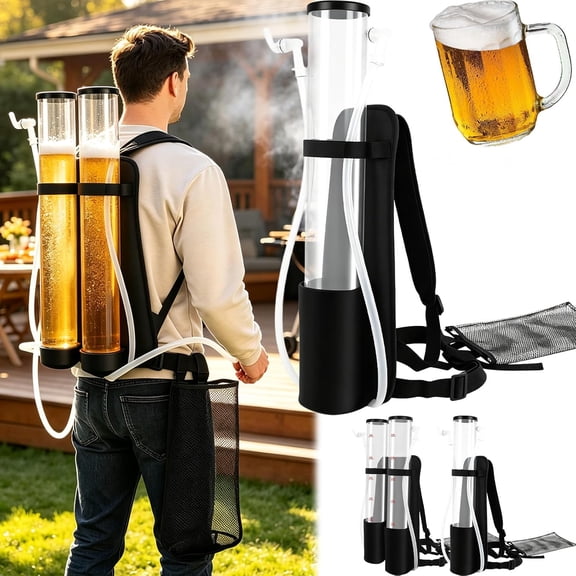 Dual Tank Backpack Drink Dispenser, 6L Portable Beverage Beer Dispenser | Single or dual tank, leak proof hoses, adjustable straps, hands-free, party camping hiking, tailgate, gift for drink lover