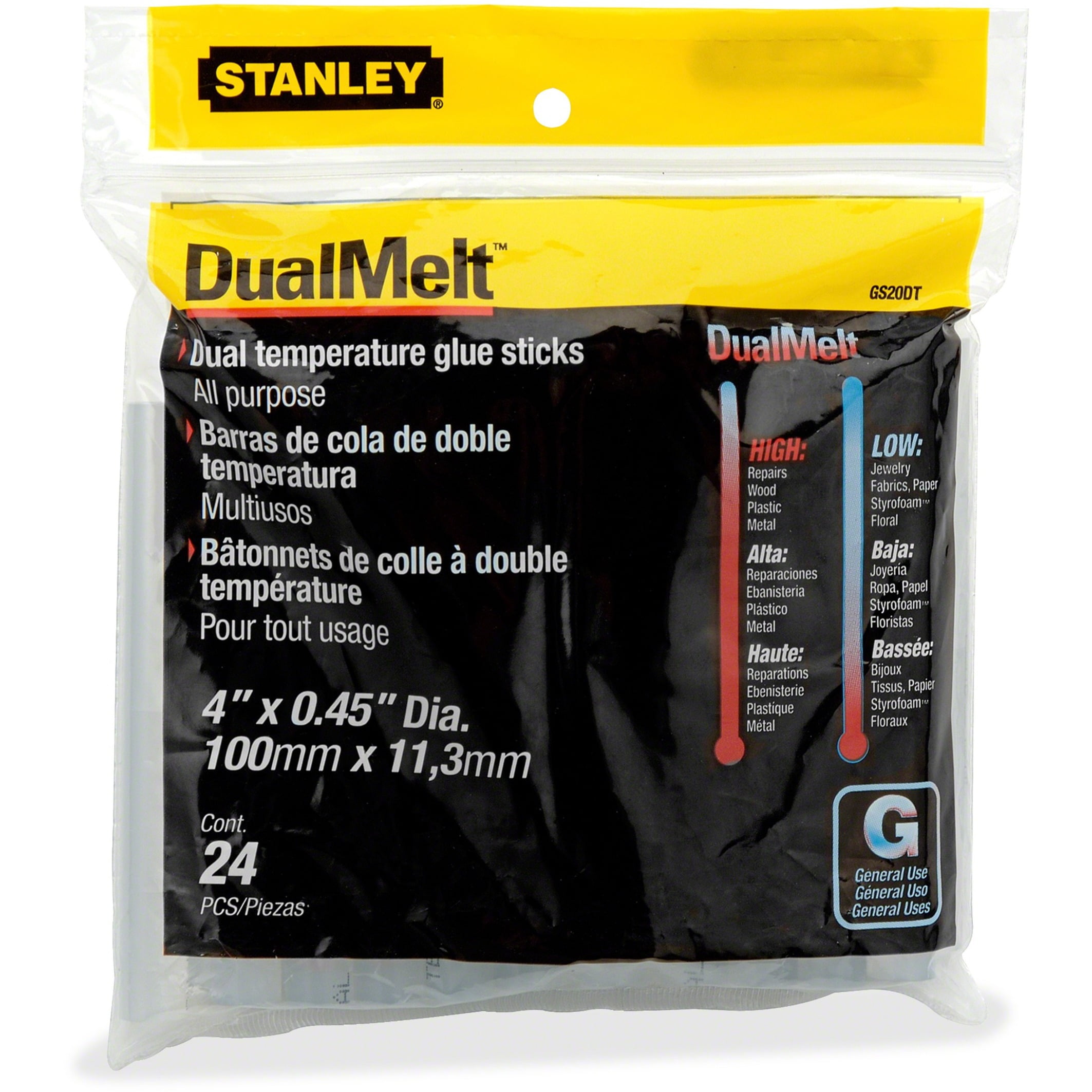 Dual Temperature Glue Sticks, 0.45" X 4", Dries Clear, 24/pack | Bundle of 5 Packs
