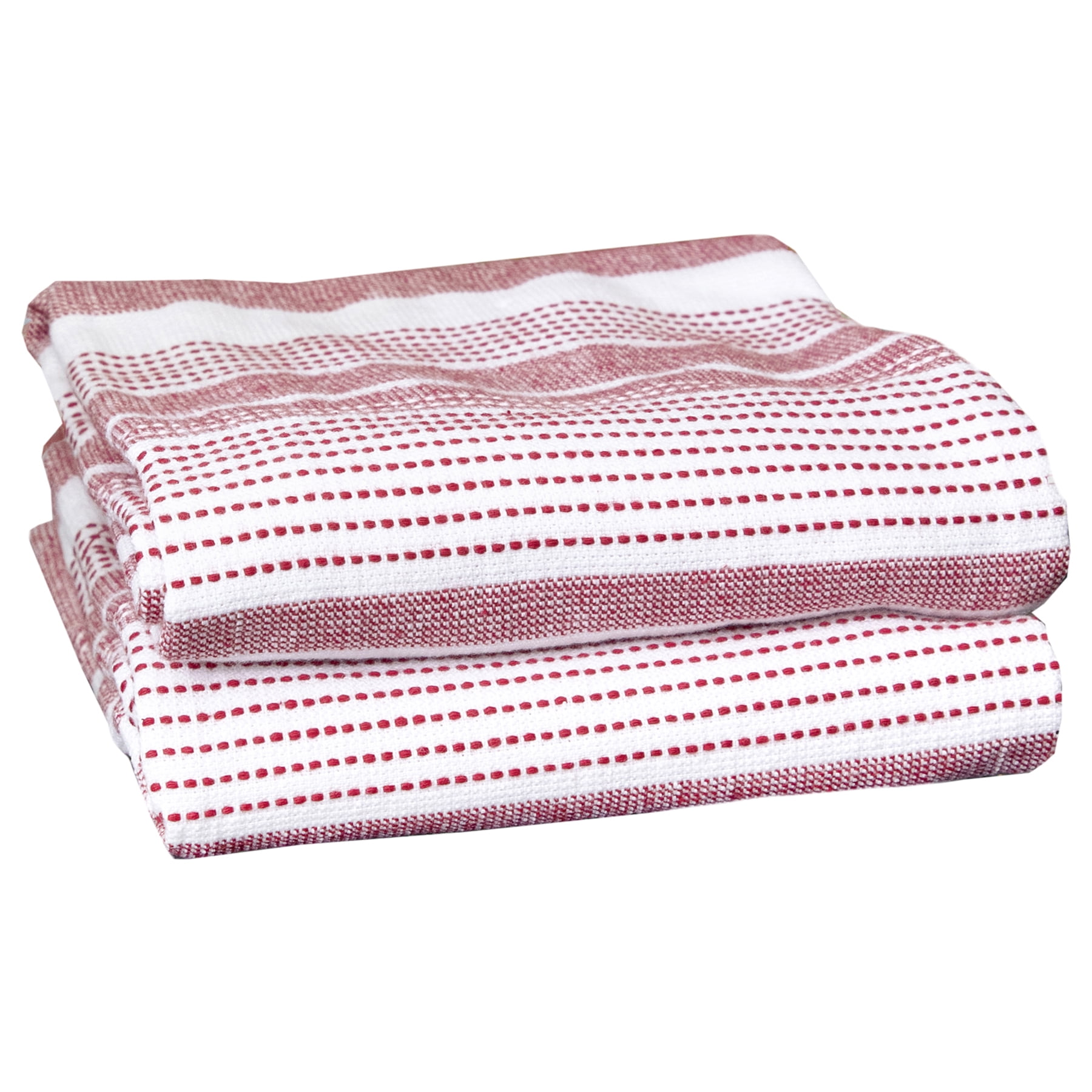 Paprika Dual Terry Stripe Cotton Kitchen Towel Set