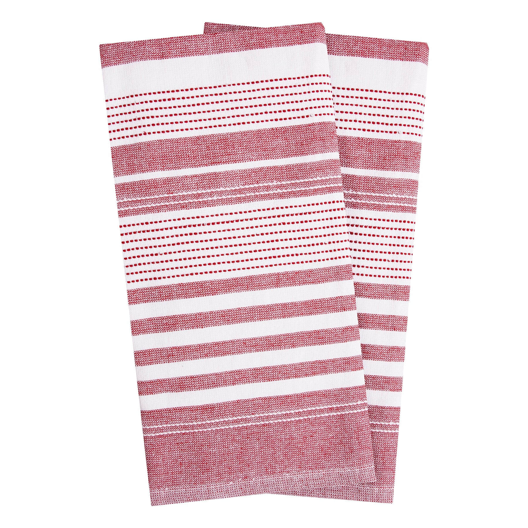 Paprika Dual Terry Stripe Cotton Kitchen Towel Set