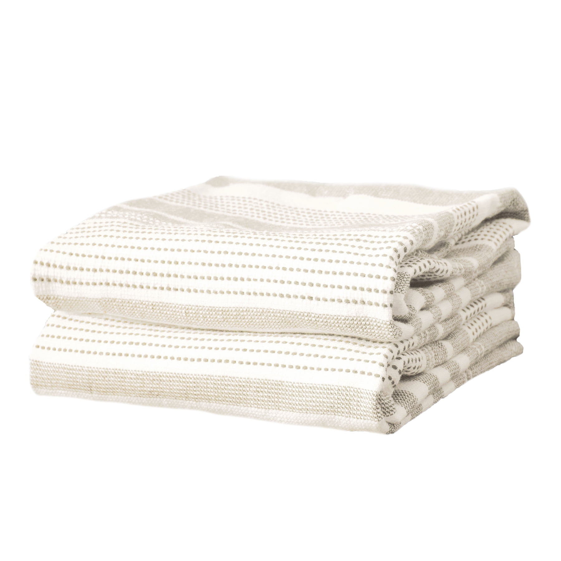 Dual-Sided Beige and Cream Terry Cotton Kitchen Towel Set
