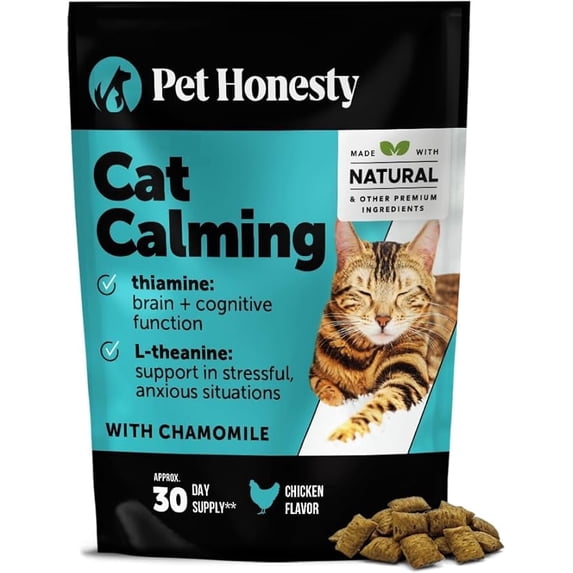 Pet Honesty Cat Calming Chews, Dual Texture Supplement for Anxiety Relief Stress & Behavioral Support Promotes Relaxation, Chicken Flavor, 3.7 oz