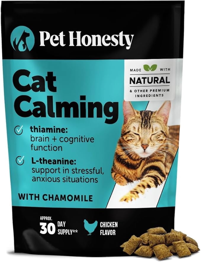 Pet Honesty Cat Calming Chews, Dual Texture Supplement for Anxiety Relief Stress & Behavioral Support Promotes Relaxation, Chicken Flavor, 3.7 oz