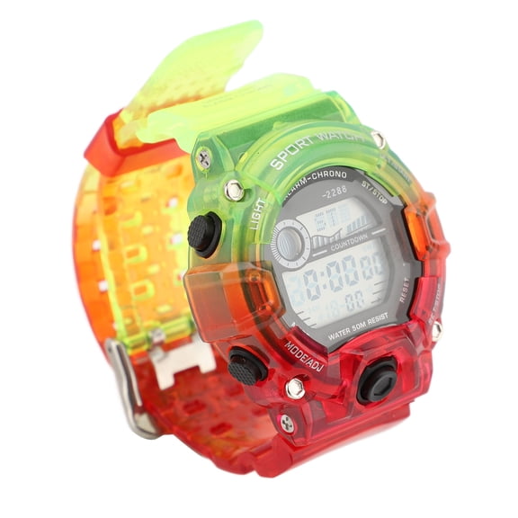 Dual Time Chronograph Watch, Round Digital Watch Multifunction 170mAh Battery Countdown  For Daily Use