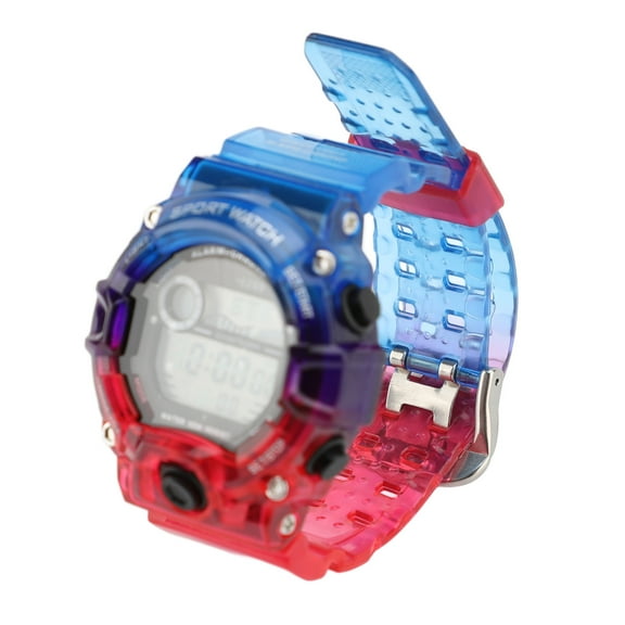 Dual Time Chronograph Watch, Round Digital Watch Multifunction 170mAh Battery Countdown  For Daily Use