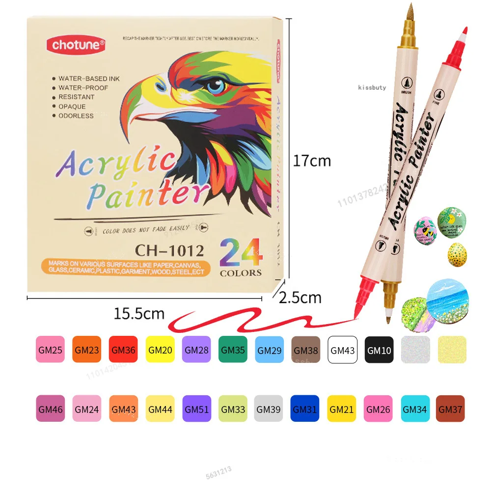 Dual Tip Acrylic Paint Markers Pens Brush Dual Tip,Acrylic Paint Pen Brush Tip and Fine Tip,Art Markers Supplies for Rock