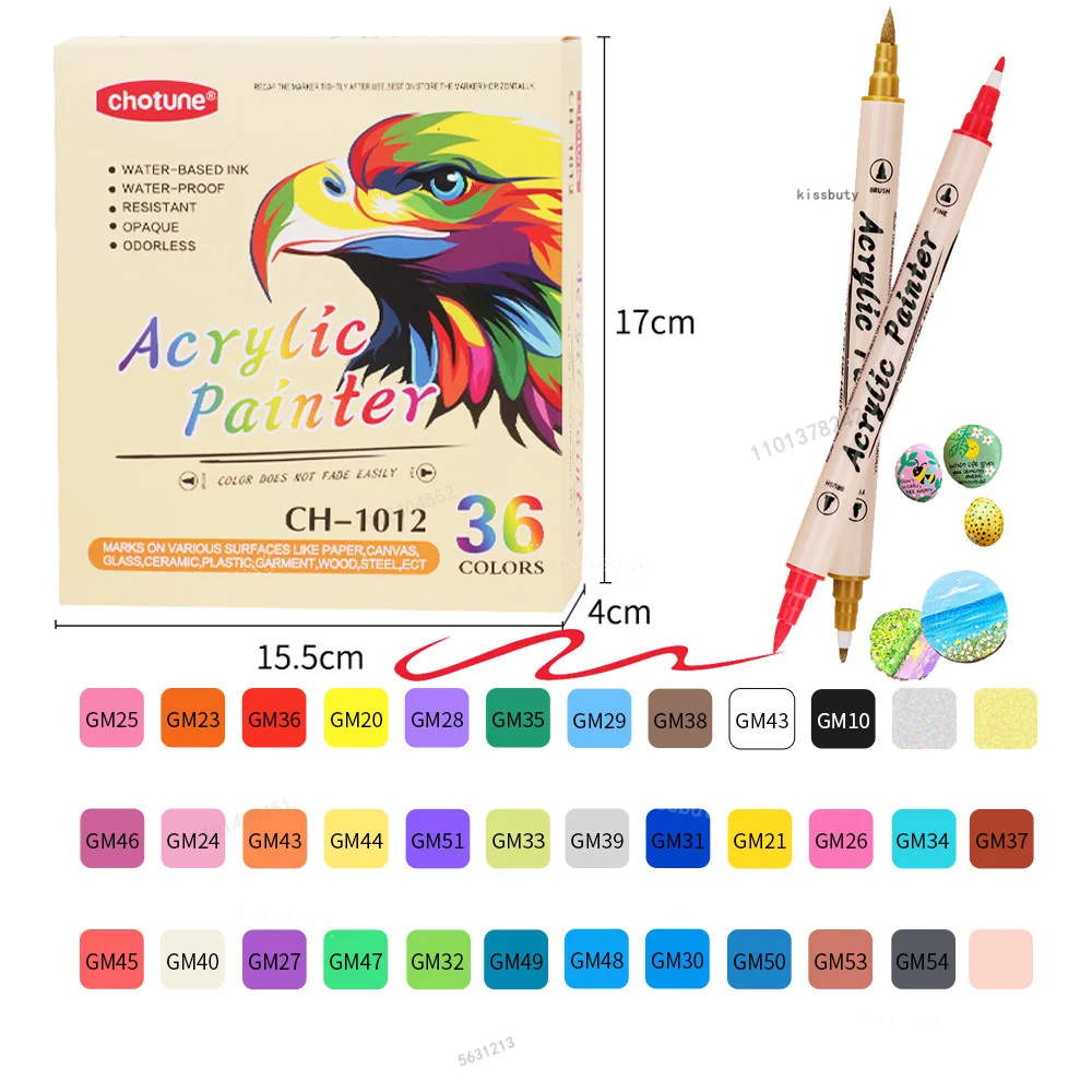 Dual Tip Acrylic Paint Markers Pens Brush Dual Tip,Acrylic Paint Pen Brush Tip and Fine Tip,Art Markers Supplies for Rock