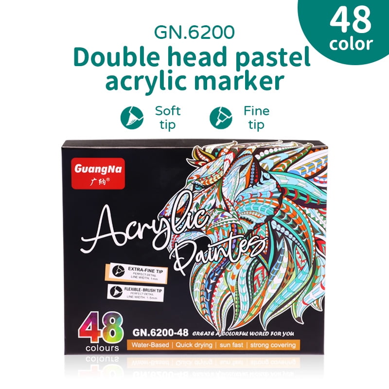 Dual Tip Acrylic Paint Pens, Extra Fine Tip and Brush Markers for Rock Painting Stone Wood Slices Ceramic Christmas Decorations Supplies