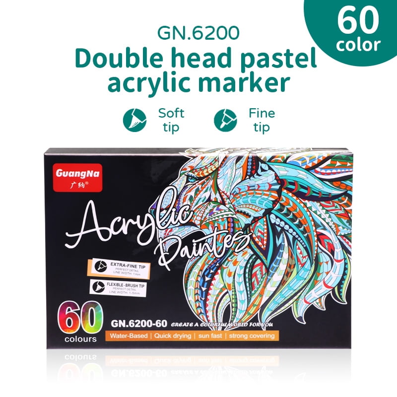 Dual Tip Acrylic Paint Pens, Extra Fine Tip and Brush Markers for Rock Painting Stone Wood Slices Ceramic Christmas Decorations Supplies