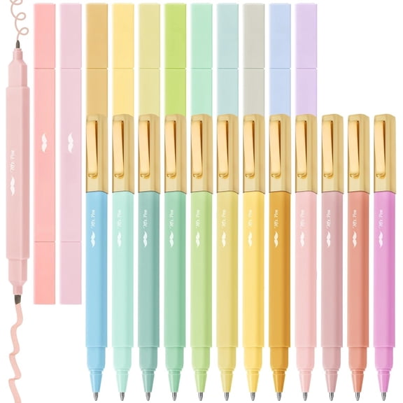 - Dual Tip Aesthetic Highlighters and s No Bleed, 24Pack, Assorted Colors Highlighters, Black Ink No Bleed Through Ballpoint s Ballpoint