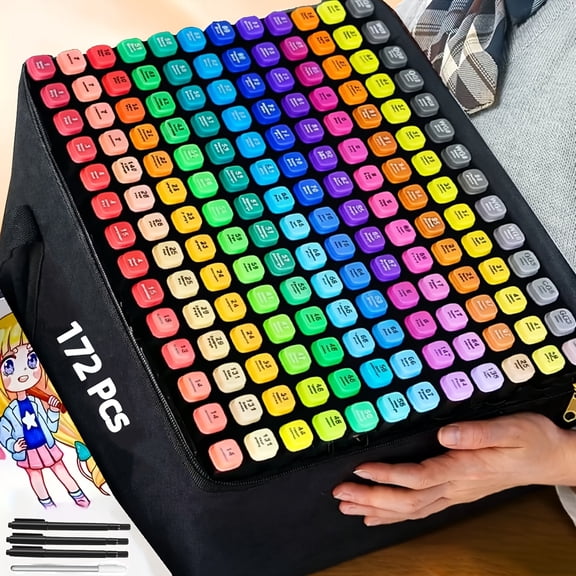 Dual Tip Alcohol Based Art Markers, 172pcs Alcohol Marker Pens, Art Set Drawing Markers Pen, Perfect for Adult Coloring Books Sketching And Card Making, Teens, Valentine'S Day And Christmas Gifts
