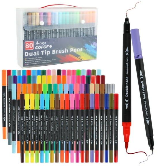 Dual Tip Brush Pens, 80 Colors Art Markers for Adults and Kids, Fine and Brush Tips, Coloring Markers for Coloring Book Bullet Journaling Note Taking Hand Lettering