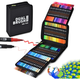 thumbnail image 1 of Dual Tip Brush Pens Art Markers, ASOVNXF 100 Colors Coloring Markers Pens Set with Fine and Brush Tip for Adult Artist Calligraphy Hand Lettering Journal Doodling Writing, 1 of 8