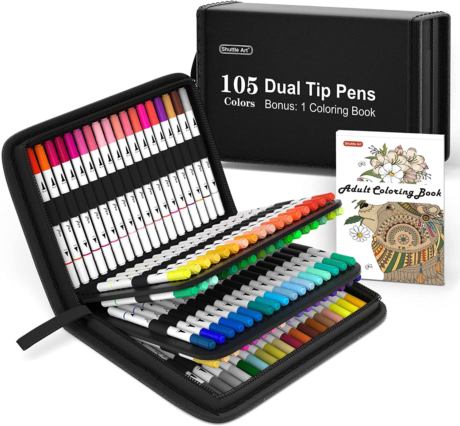 Sonlaryin Colouring Pens 132 Dual Tip Brush Pens With Fineliner & Brush Tip  Pens Felt Tip Pens For Adults Kids Coloured Pens With Case For Drawing Col