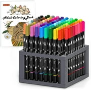 Dual Tip Brush Pens Art Markers, Shuttle Art 96 Colors Fine and Brush Dual Tip Markers Set with Pen Holder and 1 Coloring Book for Adult Artist Coloring