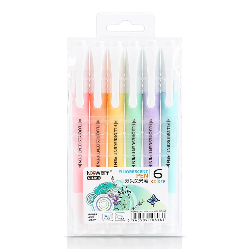 Aesthetic Highlighter Pen Set,8 Different Shapes Dual Tip Markers