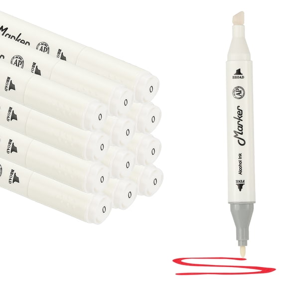 Dual Tip Markers, 12 Pcs Dual Tip Alcohol Markers Set Transparent Barrel with Brush Tip and Fine Tip for Illustration Artist Adult Coloring Drawing Permanent Sketching, Transparent