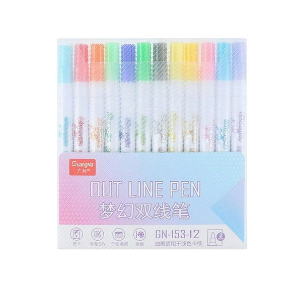 Dual Tip Markers (Glitter Gel Pens, Metallic Outline Pens), Glitter-Infused Pigment Creates Dazzling Party Invites Without Additional Adhesive Steps, By Meiiso