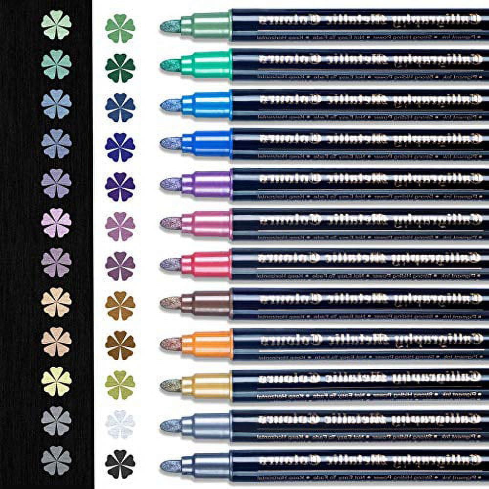 PANDAFLY Metallic Marker Pens, Set of 10 Medium Point Metallic Markers for  Black Paper, Rock Painting, Scrapbooking Crafts, Card Making, Ceramics, DIY