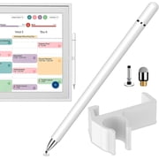 Dual Tip Stylus with Clip Mount for Skylight 15" Calendar - Includes Screen-Safe Mesh & Disc Tips + Replacements, Smudge-Free, White