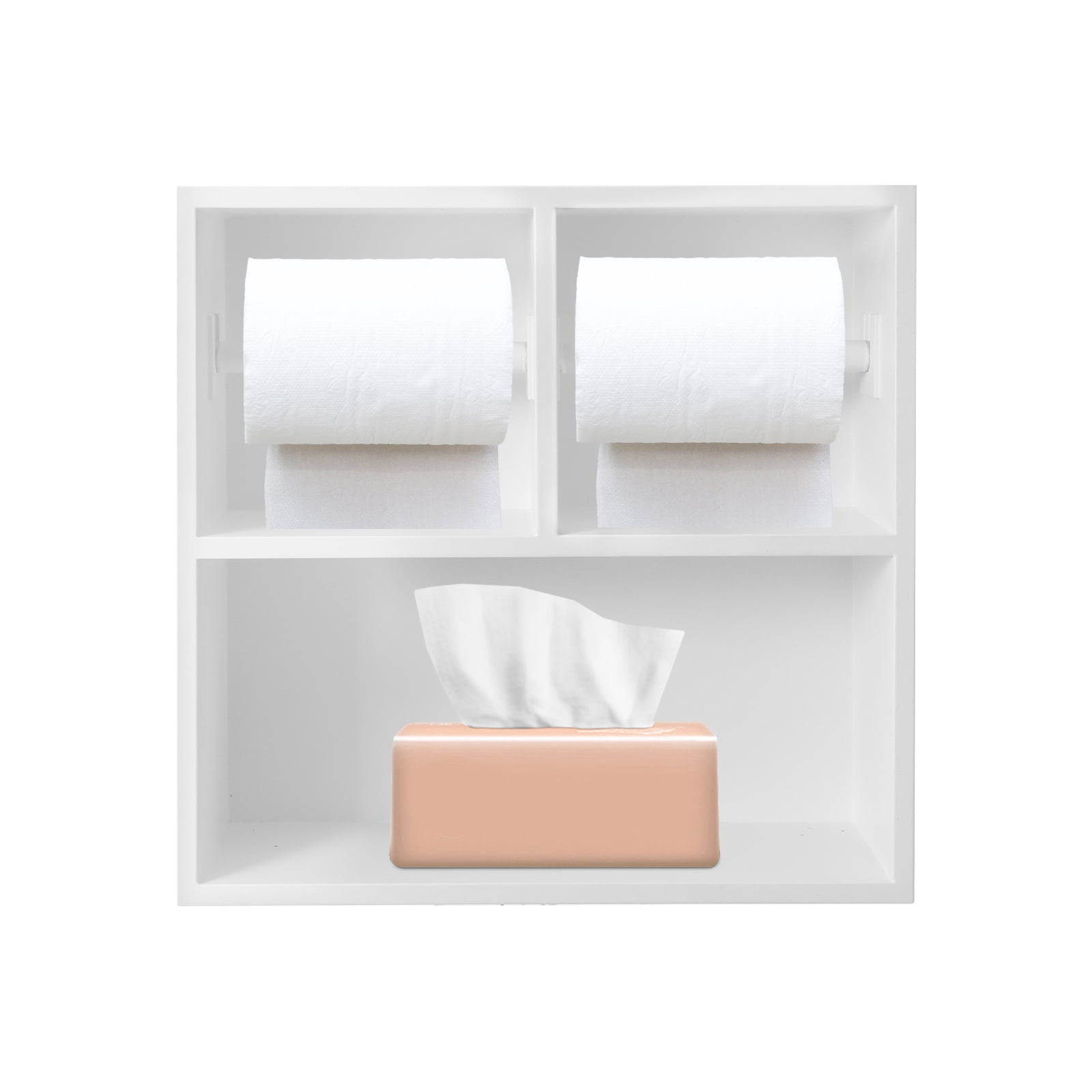 Shangmakel Recessed Toilet Paper Holder 304 Stainless Steel Toilets Paper Holders Horizontal Toilets Paper Niche Toilet Niche Dispenser with Storage