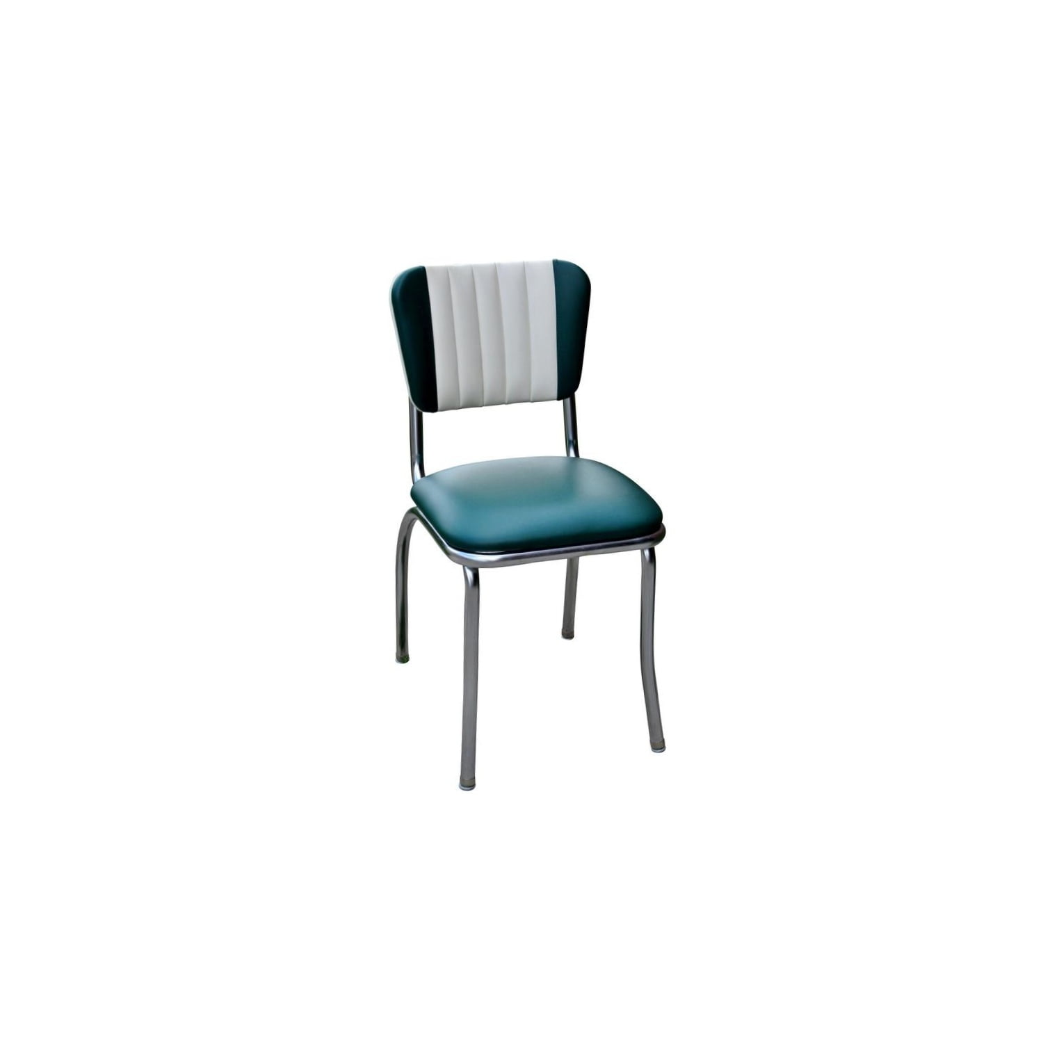 Emerald Haven Vinyl Upholstered Side Chair with Chrome Metal Legs