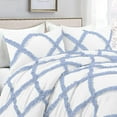 thumbnail image 1 of Dual Tone Diamond Ruffle Duvet Cover 5 Piece Set with Zipper, 400 Thread Count & 100% Egyptian Cotton and Quilts Protector with Pillowcases - White & Light Blue Solid, King Size., 1 of 5