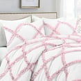 thumbnail image 1 of Dual Tone Diamond Ruffle Duvet Cover 5 Piece Set with Zipper, 400 Thread Count & 100% Egyptian Cotton and Quilts Protector with Pillowcases - White & Pink Solid, Full Size., 1 of 5