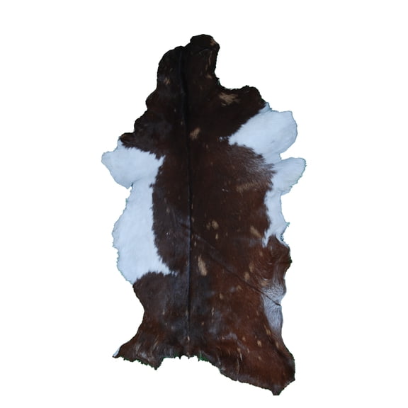 Dual-Tone Goat Skin Rug | Eco-Friendly Hair-on Leather Hide for Stylish Living Spaces