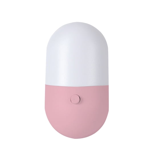 Dual-Tone Plug-in Night Light LED Bulb Warm White Cool White Compact for Bedroom Bathroom Kitchen Auto On/Off Energy Saving Pink