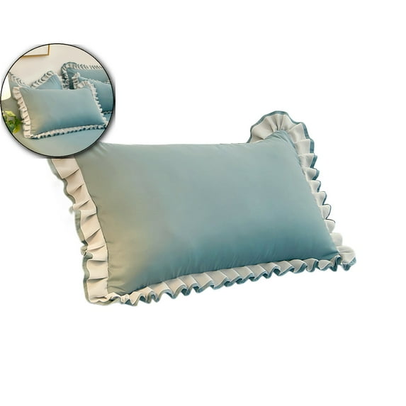 Dual Tone Ruffle Pillow, Ruffled Fringe Design Pillow Cases Soft & Breathable, Decorative Pillow Covers, 18.8×29.1 Inch