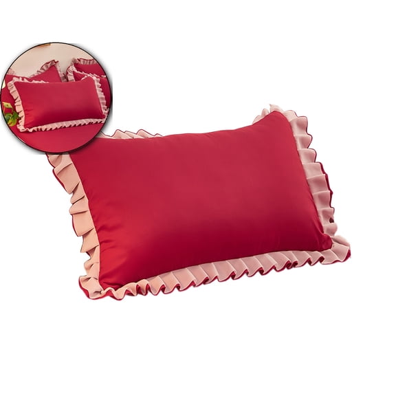 Dual Tone Ruffle Pillow, Ruffled Fringe Design Pillow Cases Soft & Breathable, Decorative Pillow Covers, 18.8×29.1 Inch