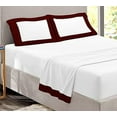 thumbnail image 1 of Dual Tone Sheet Set 4 Piece - 400 Thread Count - 18" Deep Pocket - 100% Egyptian Cotton - Cool and Breathable - Dual Color Sheet Set - Burgundy & White Solid, Queen Size., 1 of 5