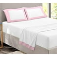 thumbnail image 1 of Dual Tone Sheet Set 4 Piece - 400 Thread Count - 22" Deep Pocket - 100% Egyptian Cotton - Cool and Breathable - Dual Color Sheet Set - Pink & White Solid, Twin Size., 1 of 5