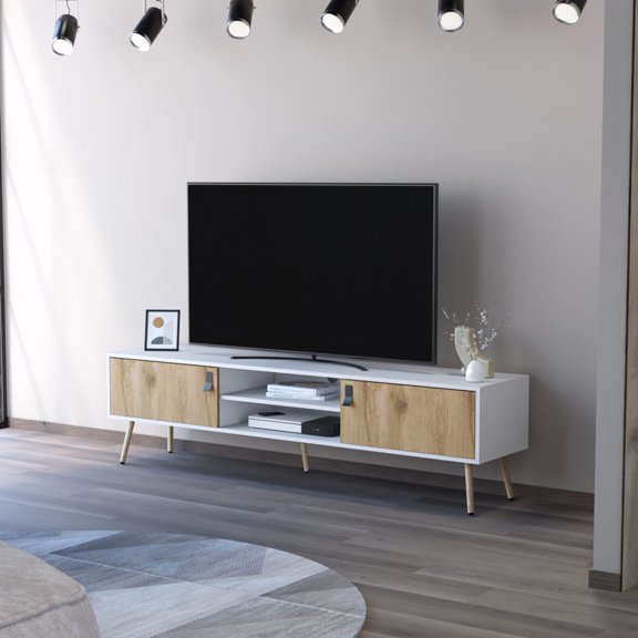 Dual-Tone TV Rack with Drawers / Combine Style and Function in Living Room