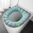 thumbnail image 1 of Dual-Tone Winter Toilet Seat Cover – Thickened Knitted Universal Cushion with Removable Handle, Full Surround Design for Round/Rectangular/U-Shape Toilets, Machine-Washable Polyester green, 1 of 6
