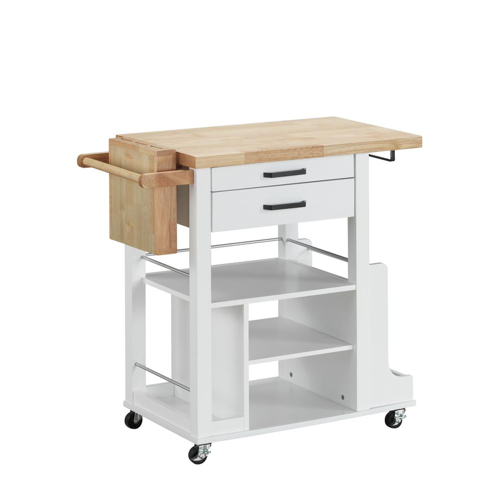 ACME Zillah Kitchen Cart, Natural & WhiteColorNatural & White