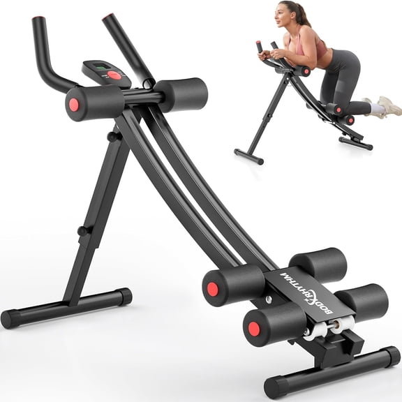 Dual-Track Ab Machine with 4 Adjustable Heights, Foldable Core & Abdominal Exercise Machine, Total AB Workout Equipment for Home Gym, Ab Women Exercise Fitnes Trainer.