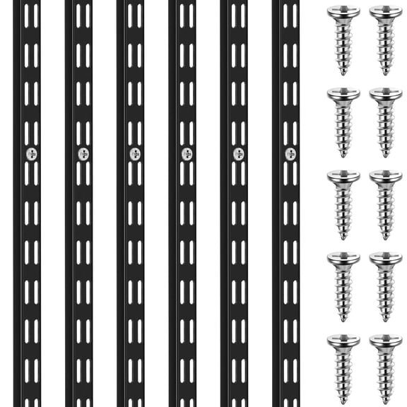 Dual Track Upright Wall Shelving System 25 Inch Black Hardware Brackets