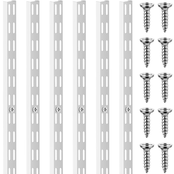 Dual Track Upright Wall Shelving System 25 Inch White Hardware Brackets