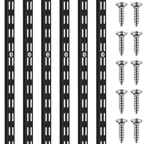 Dual Track Upright Wall Shelving System Heavy Duty Support Slot Shrail Standards, Black 47.5 Inch