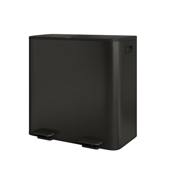 Dual Trash Can, 60 Liter (2x30L)/80 Liter (2x40L) Stainless Steel Step Trash Can, Rectangular Garbage Bin with Inner Buckets, Suit for Kitchen Office Home Use
